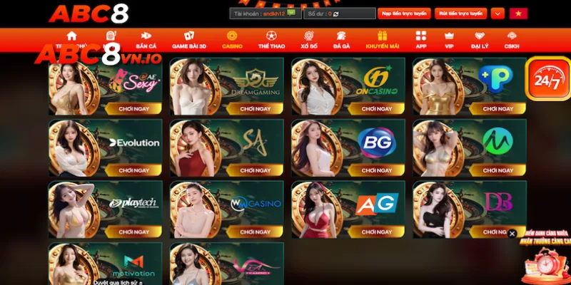 Thông tin cơ bản của sản phẩm casino ABC8