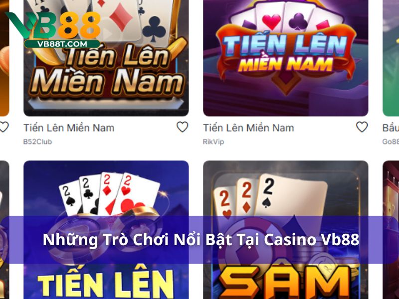 Sảnh casino Vb88 cung cấp nhiều tựa game hấp dẫn